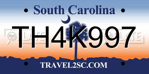 TH4K997 South Carolina License Plate