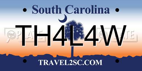 TH4L4W South Carolina License Plate