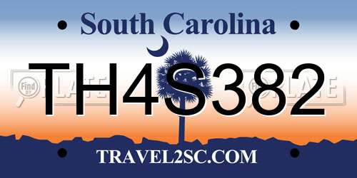 TH4S382 South Carolina License Plate