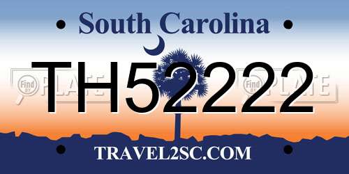 TH52222 South Carolina License Plate