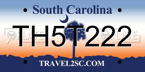 TH5T222 South Carolina License Plate