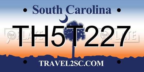 TH5T227 South Carolina License Plate