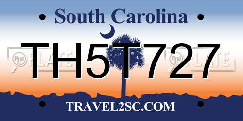 TH5T727 South Carolina License Plate