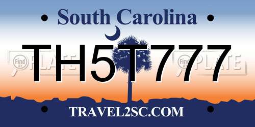 TH5T777 South Carolina License Plate