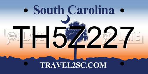 TH5Z227 South Carolina License Plate