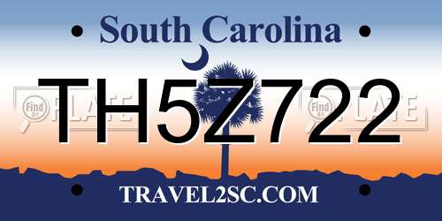 TH5Z722 South Carolina License Plate