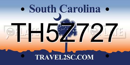 TH5Z727 South Carolina License Plate