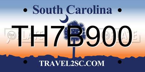 TH7B900 South Carolina License Plate