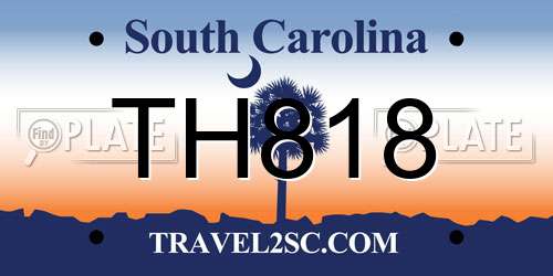 TH818 South Carolina License Plate