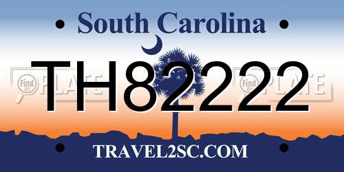 TH82222 South Carolina License Plate