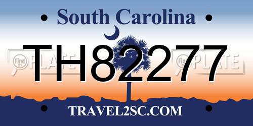 TH82277 South Carolina License Plate