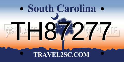 TH87277 South Carolina License Plate