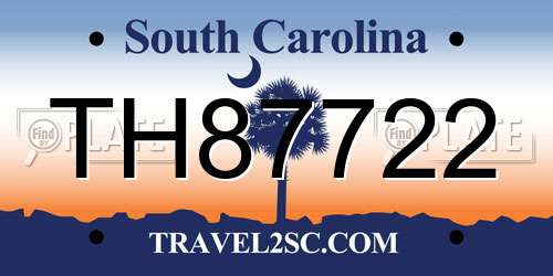 TH87722 South Carolina License Plate