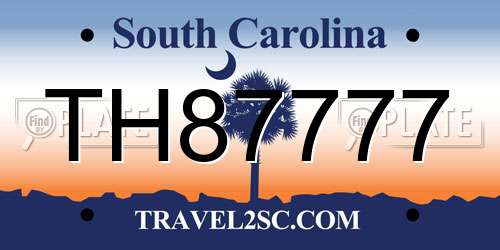 TH87777 South Carolina License Plate