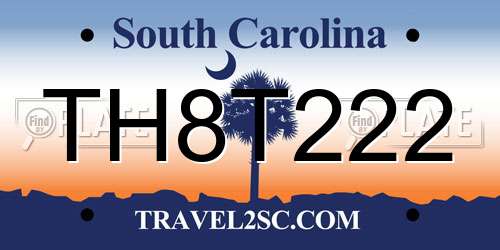 TH8T222 South Carolina License Plate