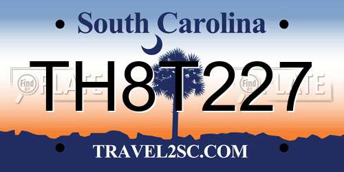 TH8T227 South Carolina License Plate