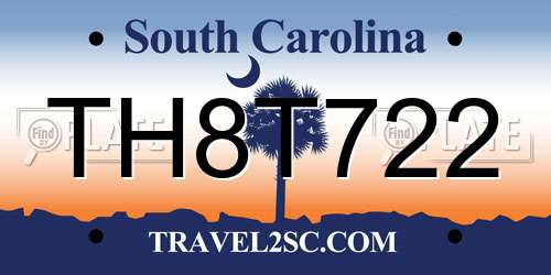 TH8T722 South Carolina License Plate