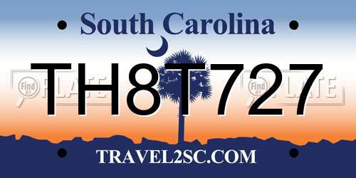 TH8T727 South Carolina License Plate