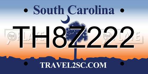 TH8Z222 South Carolina License Plate