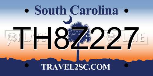 TH8Z227 South Carolina License Plate