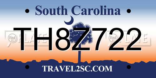 TH8Z722 South Carolina License Plate