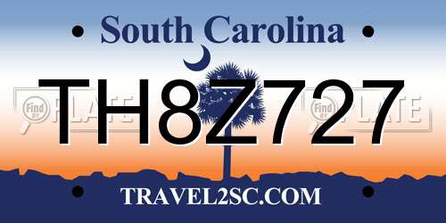 TH8Z727 South Carolina License Plate