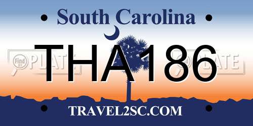 THA186 South Carolina License Plate