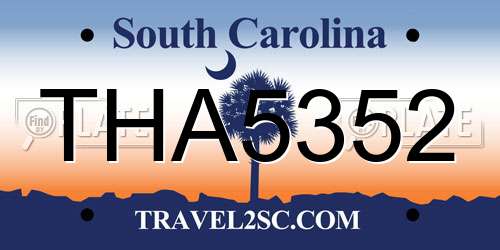 THA5352 South Carolina License Plate
