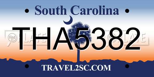 THA5382 South Carolina License Plate