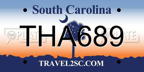THA689 South Carolina License Plate
