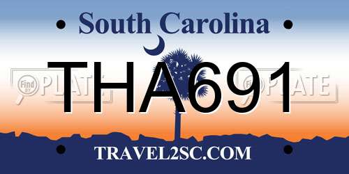 THA691 South Carolina License Plate