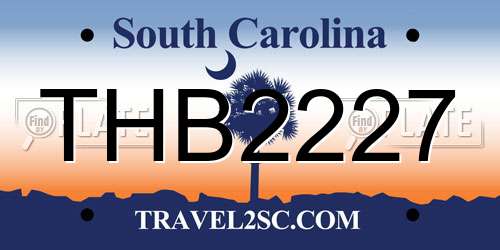 THB2227 South Carolina License Plate