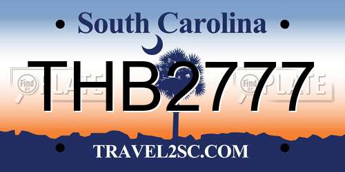 THB2777 South Carolina License Plate