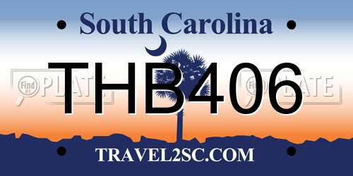 THB406 South Carolina License Plate