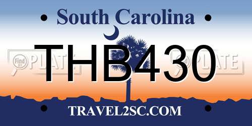 THB430 South Carolina License Plate