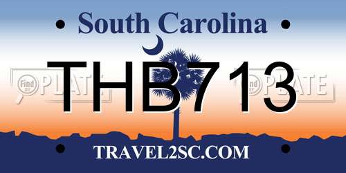 THB713 South Carolina License Plate