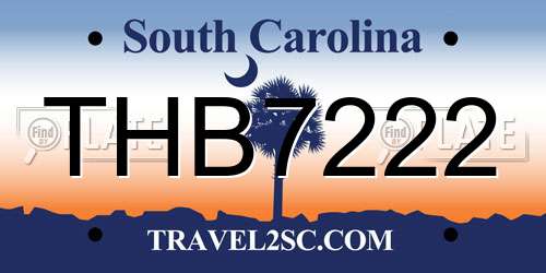 THB7222 South Carolina License Plate