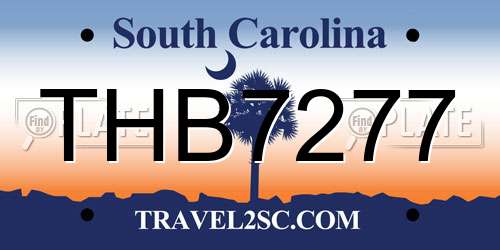 THB7277 South Carolina License Plate