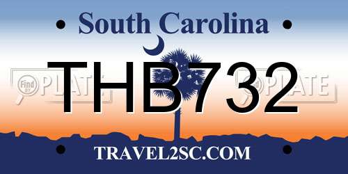 THB732 South Carolina License Plate