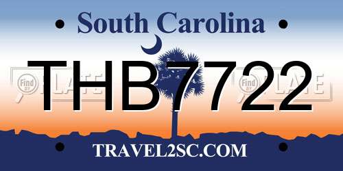 THB7722 South Carolina License Plate