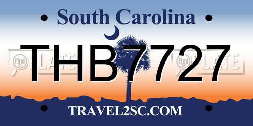 THB7727 South Carolina License Plate