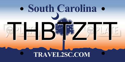 THBTZTT South Carolina License Plate