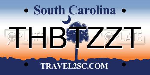 THBTZZT South Carolina License Plate