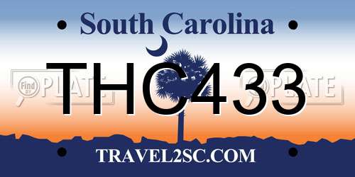 THC433 South Carolina License Plate