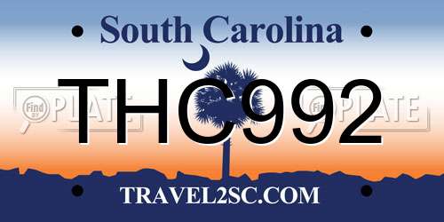 THC992 South Carolina License Plate