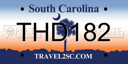 THD182 South Carolina License Plate