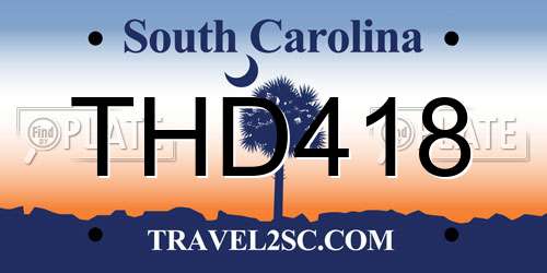 THD418 South Carolina License Plate