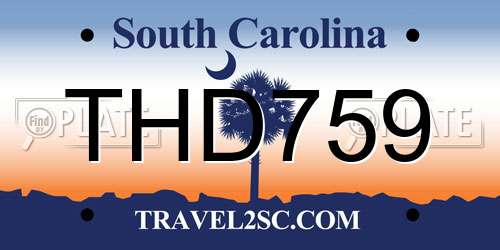 THD759 South Carolina License Plate