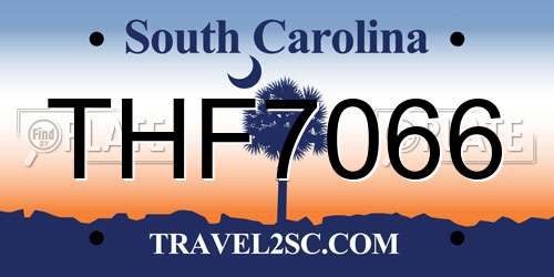 THF7066 South Carolina License Plate