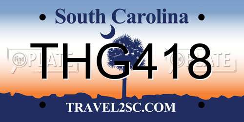 THG418 South Carolina License Plate